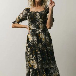 Black Floral Midi Dress - Baltic Born
